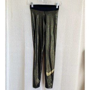 NIKE PRO COOL XS SPARKLE TRAINING TIGHTS 881778 011 BLACK METALLIC GOLD